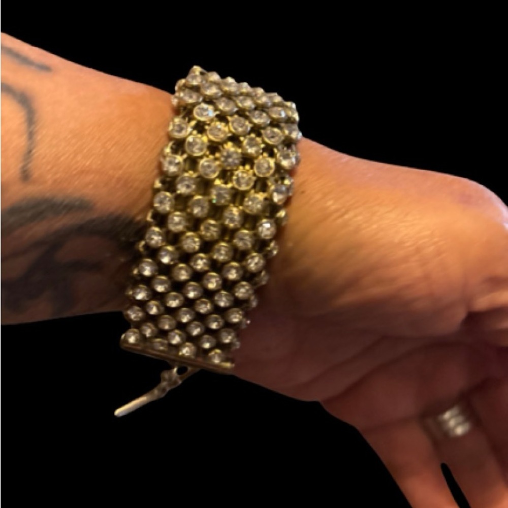Art Deco Inspiration -  Vintage Silver & Rhinestone Bracelet - Picture 9 of 14